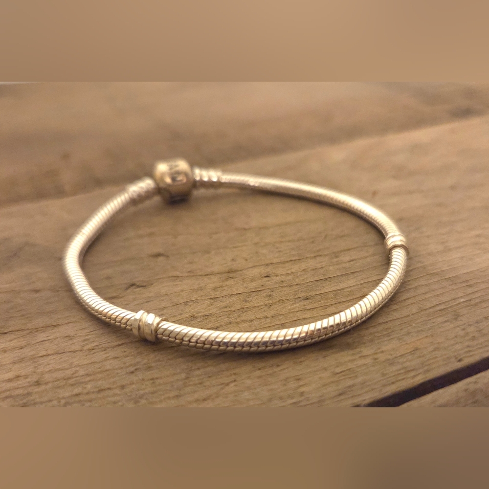 Pandora Sterling Silver Snake Chain Bracelet Barrel Clasp